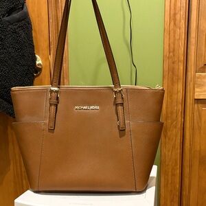 Michael Kors Light Tan Brown Leather Tote Shoulder Bag